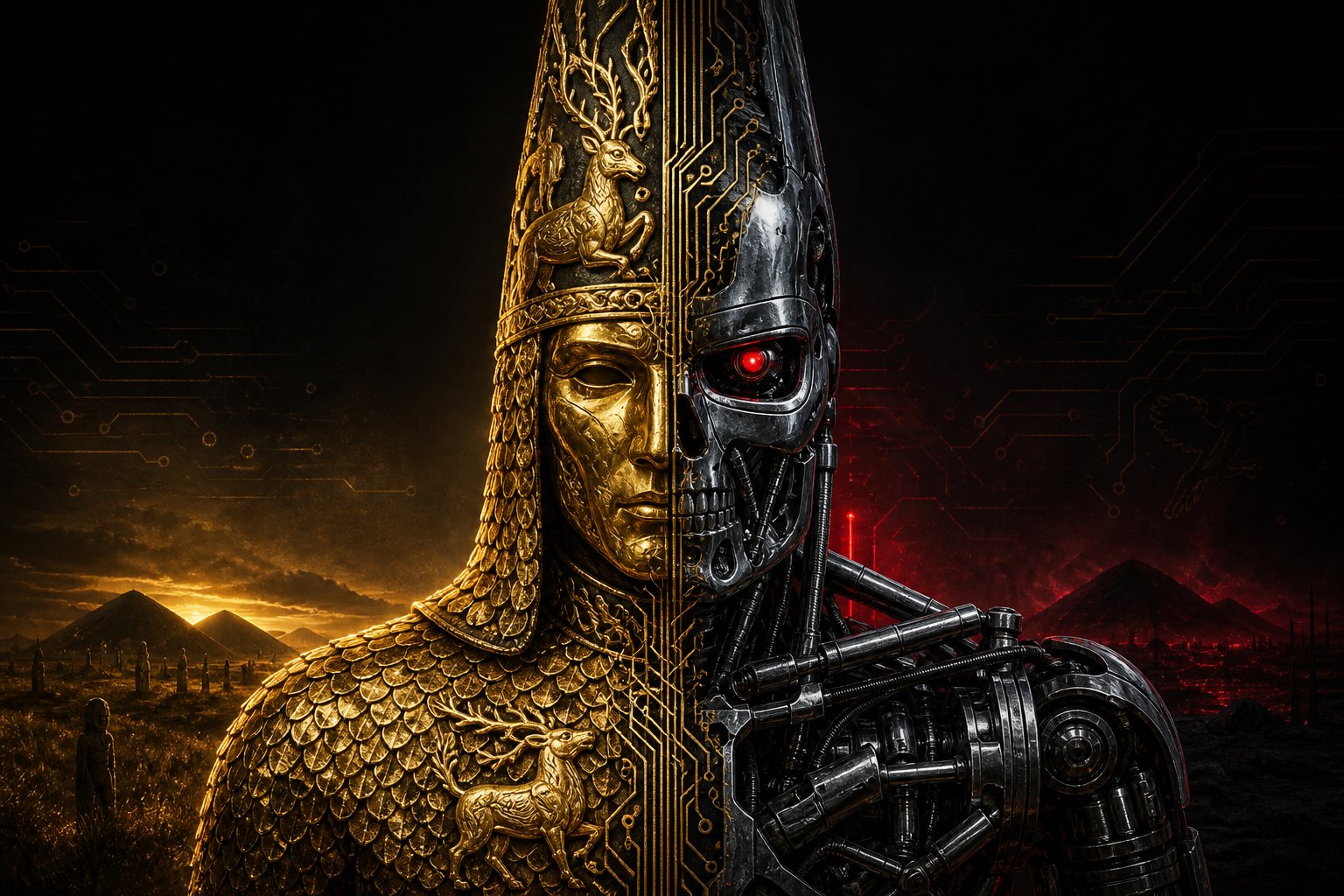 Fusion of the Scythian Golden Man and the Terminator